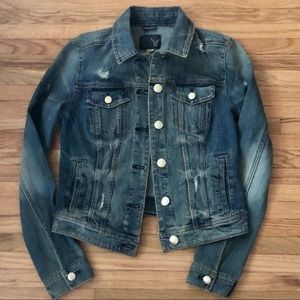 American Eagle Distressed Denim Jean Jacket